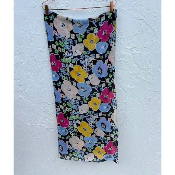 Karl Lagerfield Womens Floral Print Modal Scarf Multicolor Size 35 x 76 - Picture 11 of 12